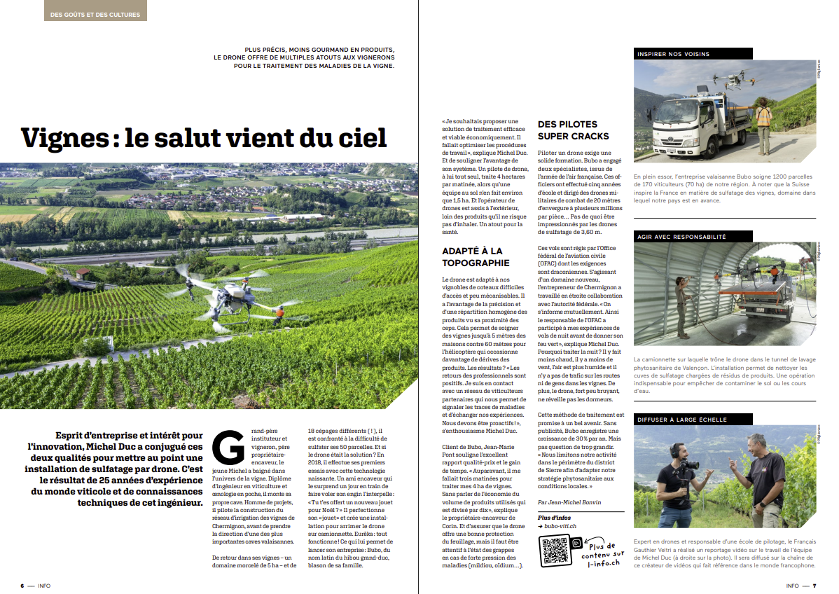 Le salut vient du ciel article journal épandage viticole par drone